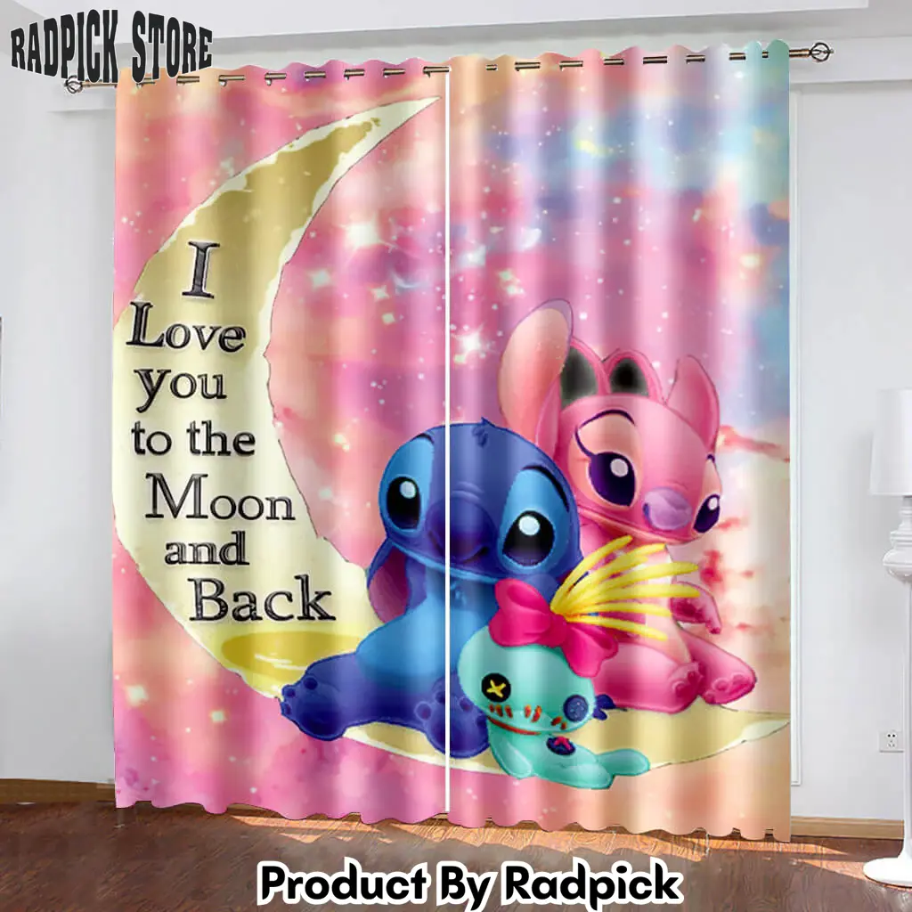 Stitch curtains cosplay blackout window treatments drapesfor room decor  rp145